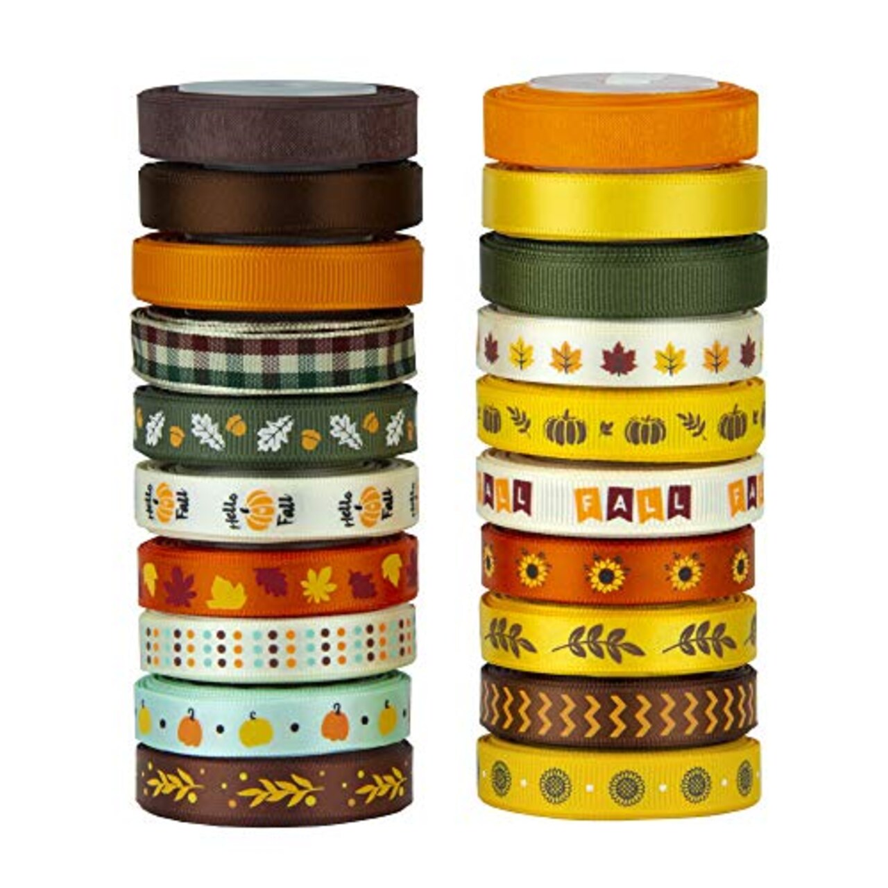 VATIN Fall Ribbon 3/8 Inch 20 Rolls X 330Fts(110Yards) Autumn Harvest  Festival Ribbons Printed Grosgrain Ribbons Polyester Satin Ribbon Sheer  Organze Ribbon for Gift Wrapping DIY Crafts Fall Decor